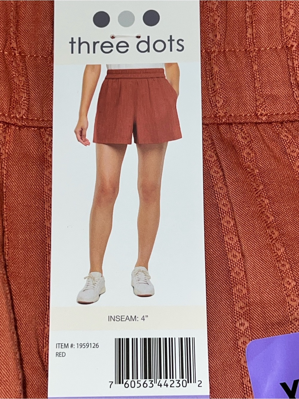 Three Dots Women's Burnt Orange Flat-Front Elastic-Waist Shorts - Picture 4 of 7